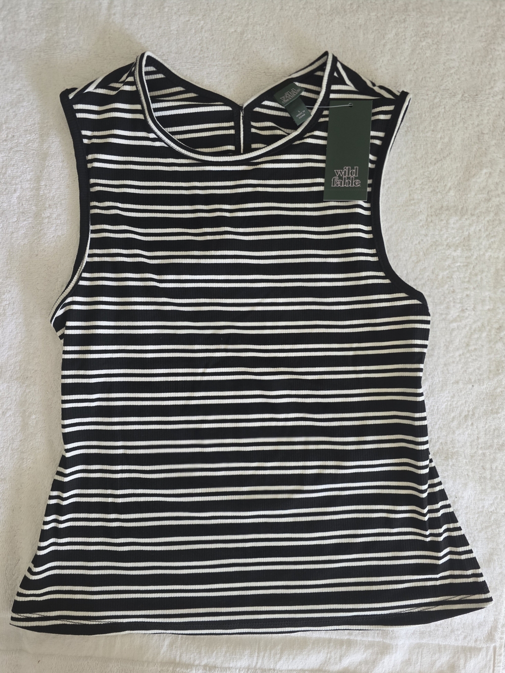 wild fable Black and White Striped Ribbed Tank